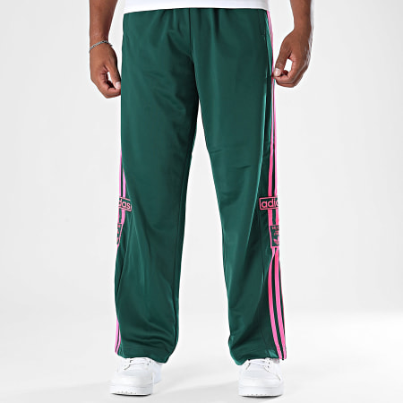 Adidas Originals - Pantalon Jogging A Bandes Adibreak KD6662 Vert Foncé Rose Fluo