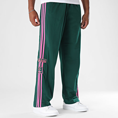 Adidas Originals - Pantalon Jogging A Bandes Adibreak KD6662 Vert Foncé Rose Fluo