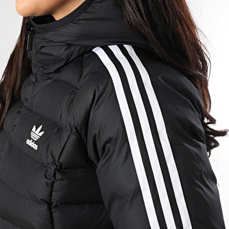 Adidas Originals - Abrigo de mujer con capucha y cremallera y rayas IW5849 Negro
