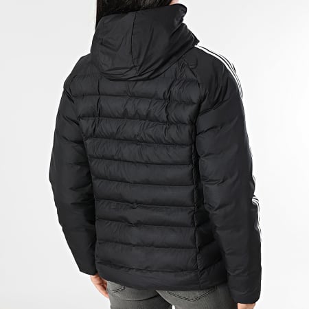 Adidas Originals - Abrigo de mujer con capucha y cremallera y rayas IW5849 Negro