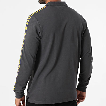 Adidas Originals - Polo Manches Longues A Bandes Manchester United Icon JN2822 Gris Anthracite