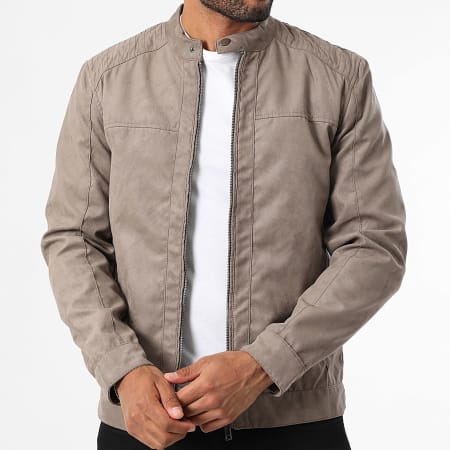 Only And Sons - Veste Simili Cuir Mike Beige