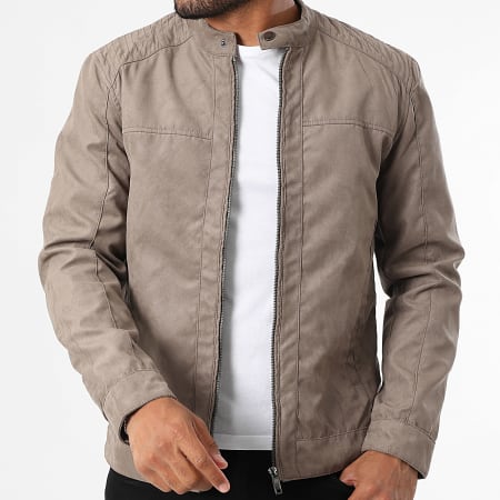Only And Sons - Veste Simili Cuir Mike Beige