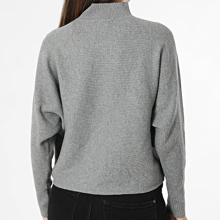 Only - Pull Col Montant Femme Prime Life Gris Chiné