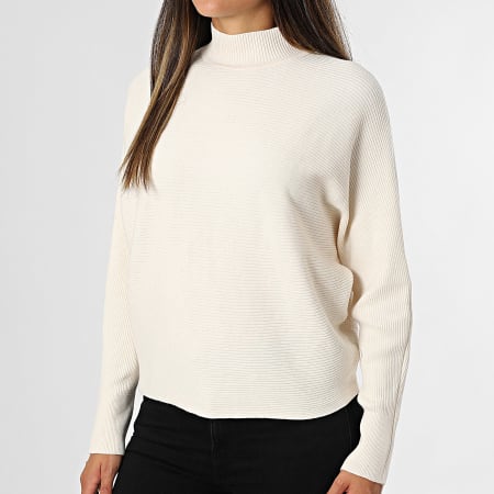 Only - Pull Col Montant Femme Prime Life Beige Clair