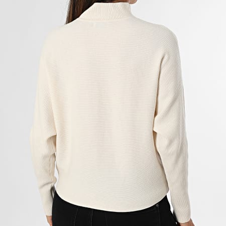 Only - Pull Col Montant Femme Prime Life Beige Clair