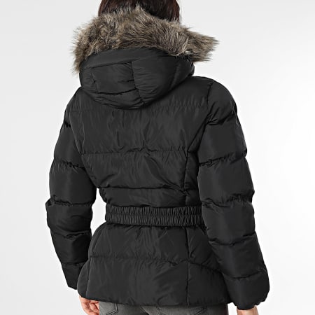 Superdry - Consolador con capucha de piel y cremallera Fuji para mujer W5011928A Negro