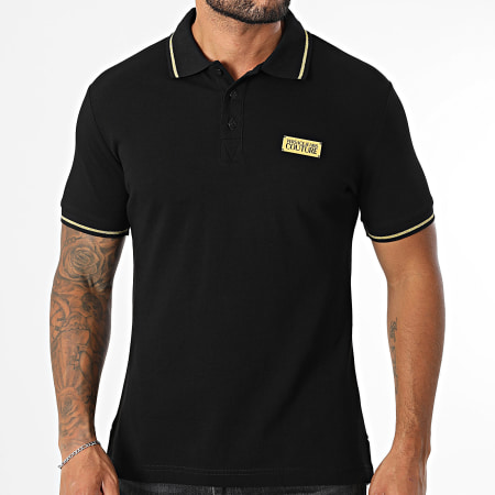 Versace Jeans Couture - Polo Manches Courtes Slim 79GAGT08-CJ01T Noir Doré