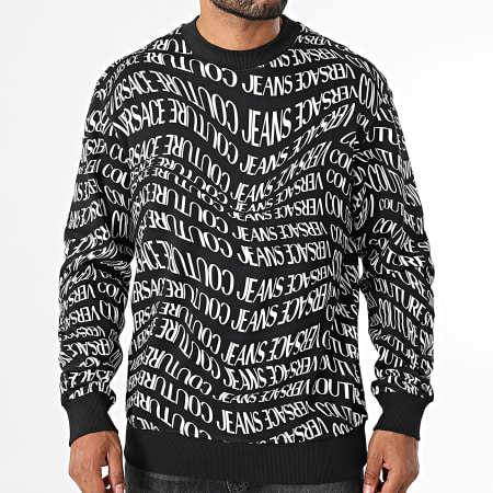 Versace Jeans Couture - Sudadera estampada con cuello redondo 79GAI3R0-FS200 Negro Blanco