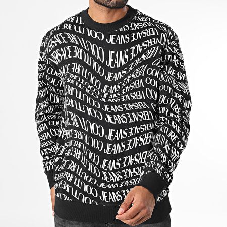 Versace Jeans Couture - Sudadera estampada con cuello redondo 79GAI3R0-FS200 Negro Blanco
