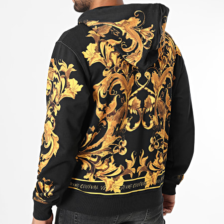 Versace Jeans Couture - Sudadera con cremallera 79GAI3ZB-FS207 Negro Amarillo Renaissance Floral
