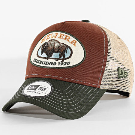 New Era - Casquette Trucker Animal Patch 60691203 Marron Beige Vert Kaki