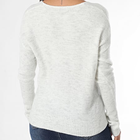 Only - Pull Col V Femme Elanora Beige Chiné