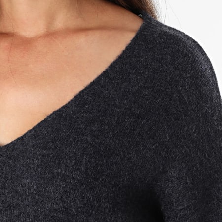 Only - Pull Col V Femme Elanora Bleu Marine Chiné