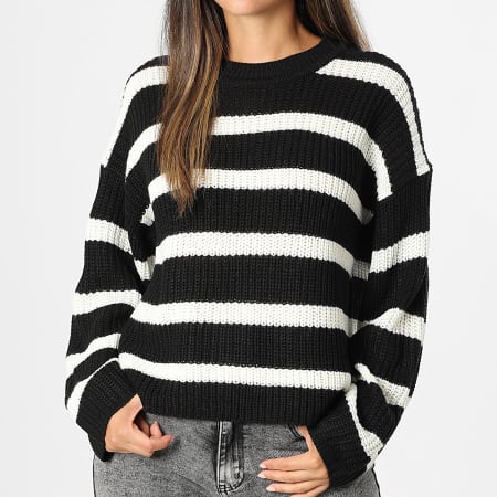 Only - Pull A Rayures Femme Justy Noir Blanc
