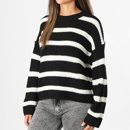 Only - Pull A Rayures Femme Justy Noir Blanc