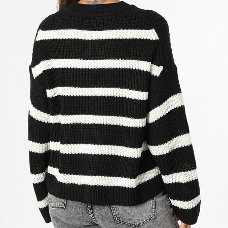 Only - Pull A Rayures Femme Justy Noir Blanc