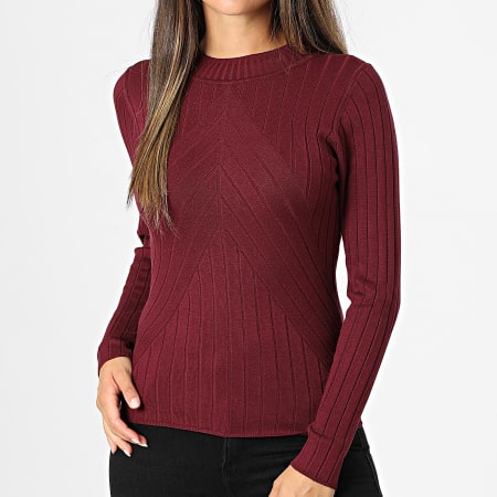 Only - Pull Col Cheminée Femme Kate Bordeaux