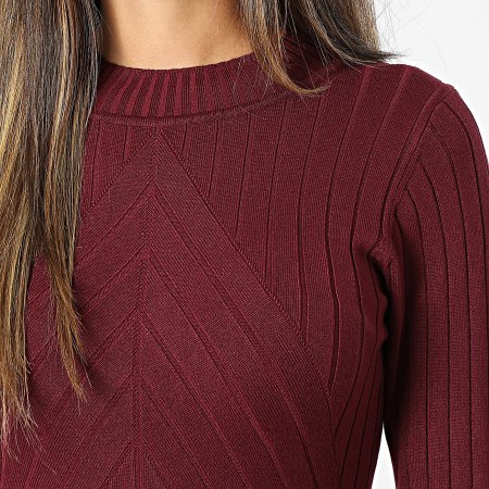 Only - Pull Col Cheminée Femme Kate Bordeaux