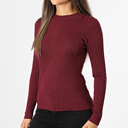 Only - Pull Col Cheminée Femme Kate Bordeaux