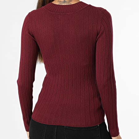 Only - Pull Col Cheminée Femme Kate Bordeaux