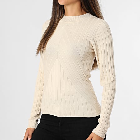 Only - Pull Col Cheminée Femme Kate Beige
