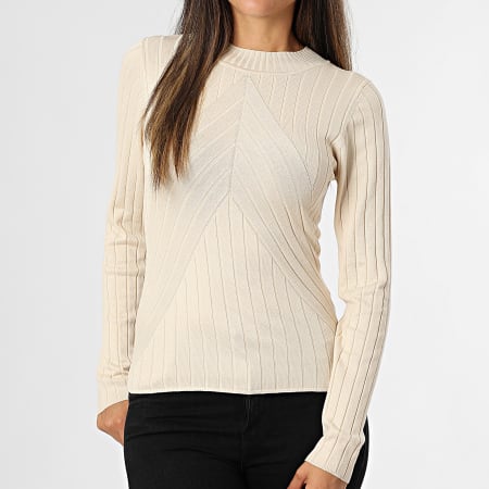 Only - Pull Col Cheminée Femme Kate Beige