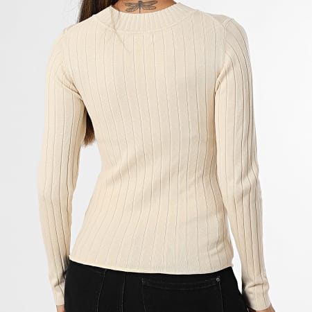 Only - Pull Col Cheminée Femme Kate Beige