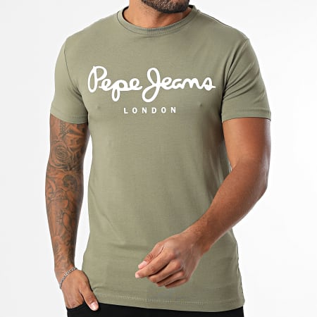 Pepe Jeans - Tee Shirt Slim Original Stretch PM5010132 Vert Kaki