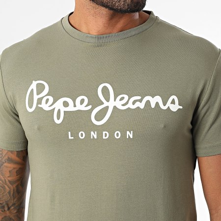 Pepe Jeans - Tee Shirt Slim Original Stretch PM5010132 Vert Kaki