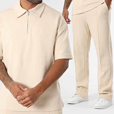 Ikao - Ensemble Polo Manches Courtes Et Pantalon Jogging 597 Beige Clair