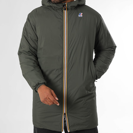 K-Way - Parka Longue Le Vrai 4.0 Eiffel East Orsetto Vert Kaki