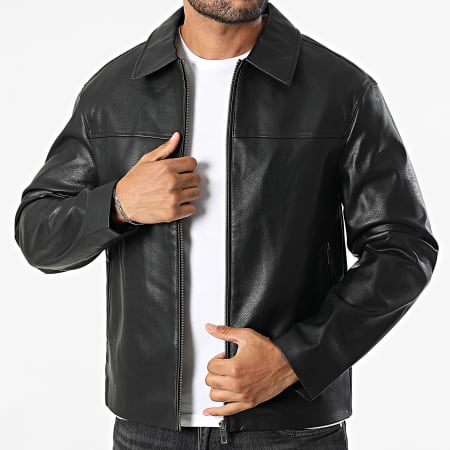 Only And Sons - Veste Simili Cuir Jack Noir
