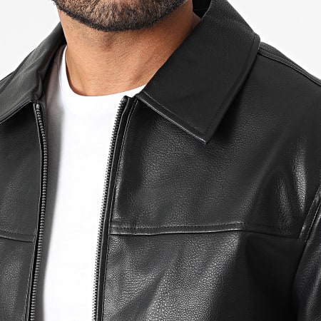 Only And Sons - Veste Simili Cuir Jack Noir