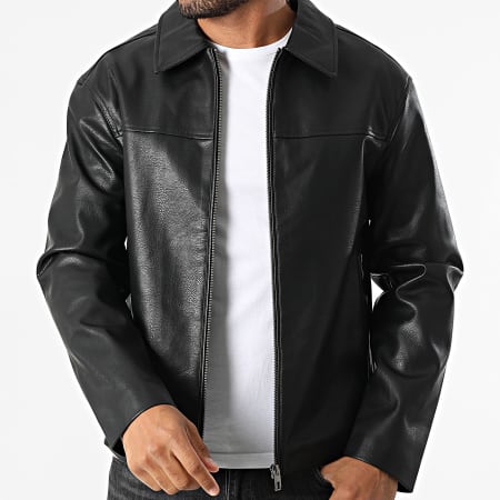 Only And Sons - Veste Simili Cuir Jack Noir