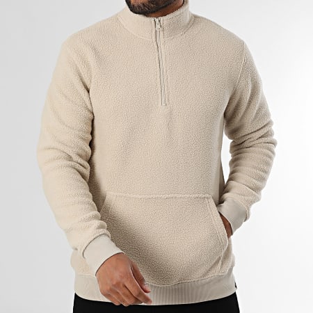 Only And Sons - Sweat Polaire Col Zippé Emilio Beige
