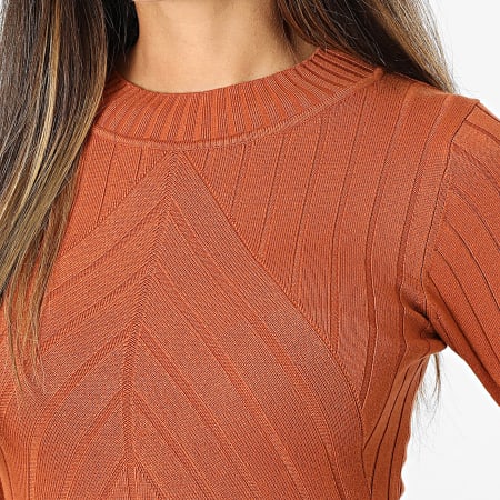 Only - Pull Col Cheminée Femme Kate Orange
