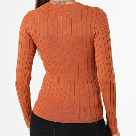 Only - Pull Col Cheminée Femme Kate Orange
