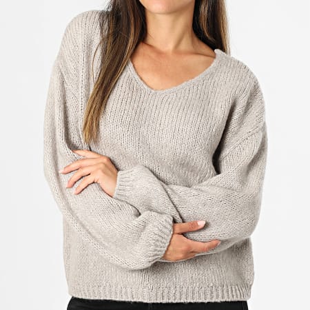 Only - Pull Femme Dinea Gris Clair
