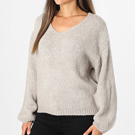 Only - Pull Femme Dinea Gris Clair