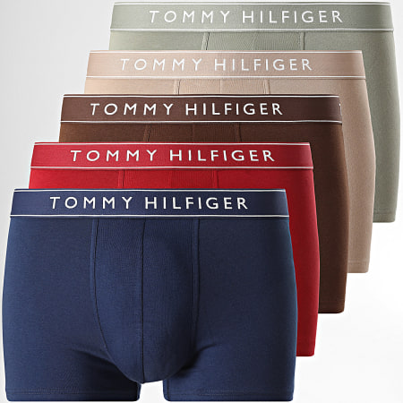 Tommy Hilfiger - Lot De 5 Boxers Everyday Essentials 3679 Beige Marron Bleu Marine Vert Kaki Rouge