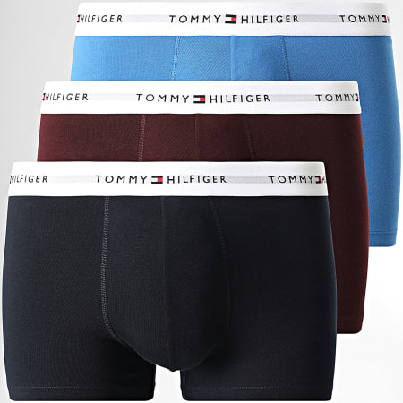 Tommy Hilfiger - Lot De 3 Boxers Trunk 2761 Bleu Marine Bleu Roi Bordeaux