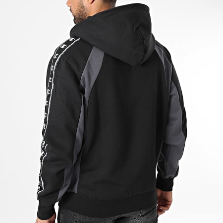 Champion - Sweat Capuche Zippé A Bandes 221932 Noir Gris Anthracite