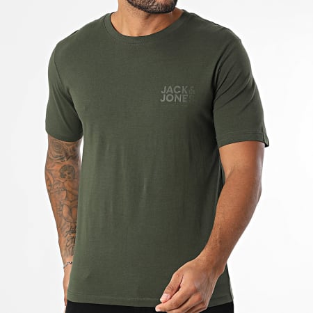 Jack & Jones - T-shirt taglio corto squadrata color kaki con stampa sul davanti