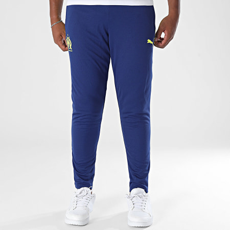 Puma - OM Pantaloni da allenamento 781542 Bleu Roi Jaune Fluo
