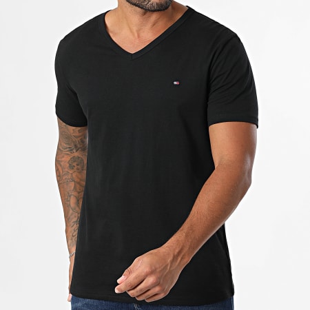 Tommy Hilfiger - Lot De 3 Tee Shirts Col V Signature 3637 Noir Blanc Gris Chiné