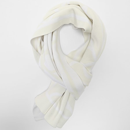Calvin Klein - Lot Echarpe Et Bonnet Emblem Aop 007G Beige Clair Blanc
