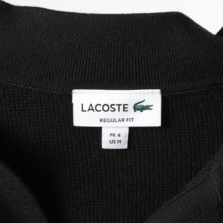Lacoste - Polo Manches Courtes Col V Regular Fit Logo Brodé Crocodile Ton Sur Ton Noir