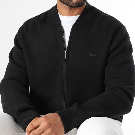 Lacoste - Chaqueta Classic Fit Zip Logo Cocodrilo Bordado Tono sobre Tono Negro