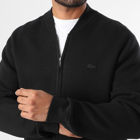 Lacoste - Chaqueta Classic Fit Zip Logo Cocodrilo Bordado Tono sobre Tono Negro